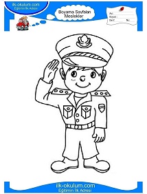 Çocuklar İçin Trafik-Polisi Boyama Sayfaları 